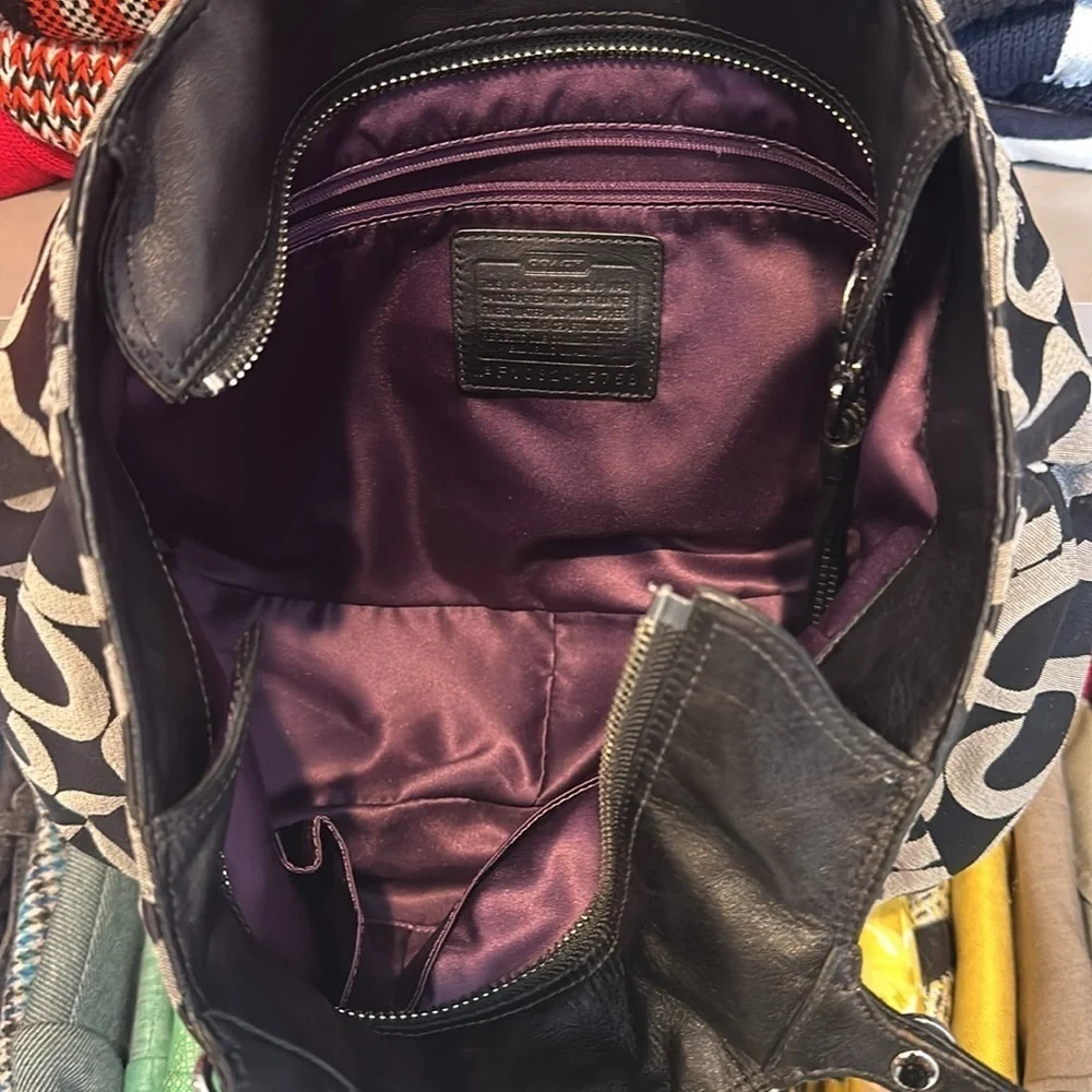 Coach black and gray monogram shoulder bag